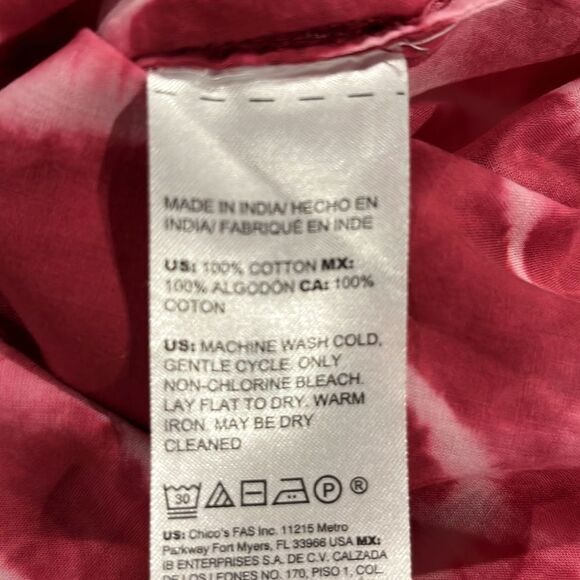 Chicos Tie-Dye Pintick Peasant Blouse size 16-18. - Picture 8 of 9